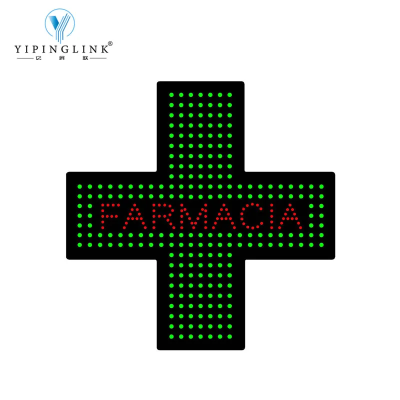 Hot Sale Pharmacy Drugstore Hangable LED Cross Sign with Text FARMACIA PARAPHARMACIE PHARMACIE