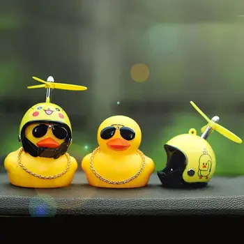 

Social Duck Helmet Propeller Bicycle Bell Broken Wind Small Yellow Duck Cute Decoration For Cars Moto Riding With/not Lights
