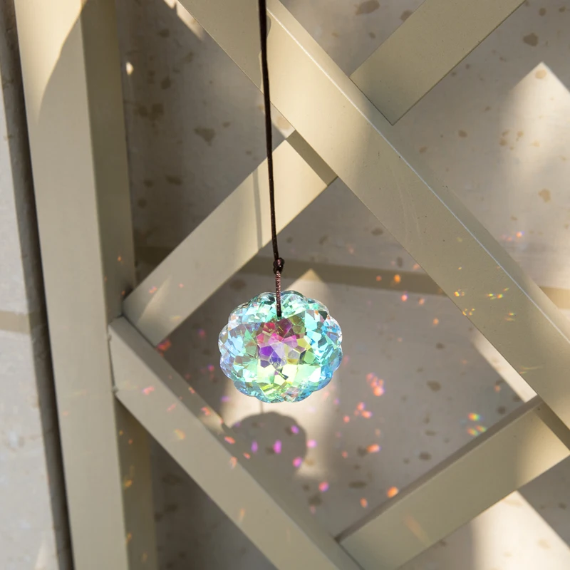 45mm Colorful Mandala Crystal Chandelier Pendant Accessories DIY Flycatcher Rainbow Maker Crystal Prism Pendant Sun Catcher Crystal Pendant Sun Catchers Window Ornament