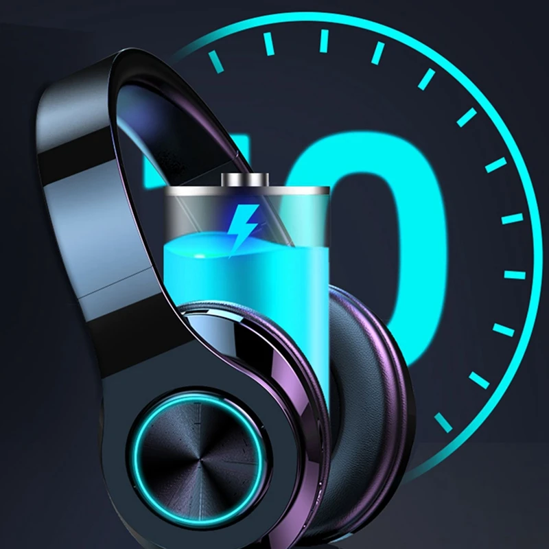 T6 Wireless Sports Bluetooth 5 0 Headphones with Mic Foldable Active Noise Head Mounted Stereo HIFI Earphone Wireless