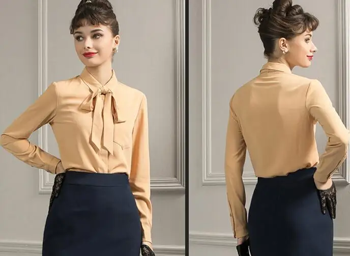 blouse top only Осенне-зимние костюмы с юбкой женский костюм из двух предметов элегантный офисный официальный для женщин Работа элегантный оборкой двубортный Блейзер юбка - Цвет: blouse top only