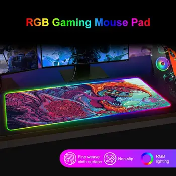 

35*25/80*30/90*40 Anti-slip Mouse Pad LED RGB Backlight Map Snow Lion Pattern Desktop Keyboard Mouse Cushion Gaming Mouse Mat