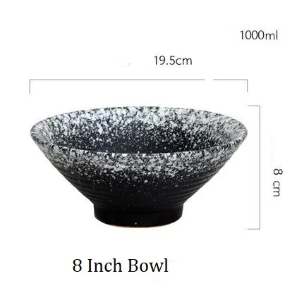 8 Inch Bowl Керамическая чаша в японском стиле, салатник для лапши, домашняя рисовая ГОВЯЖЬЯ, трамбинг, обеденная чаша, столовая посуда - Цвет: 8 Inch Bowl