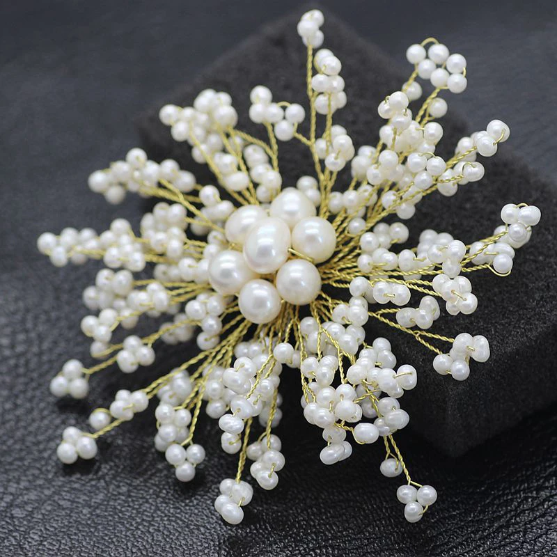 white pearl brooch Модная брошь в виде цветка из натурального пресноводного жемчуга, винтажные Броши ручной работы для женщин, ювелирное изделие из белого жемчуга, изящная коробка - Цвет: white pearl brooch