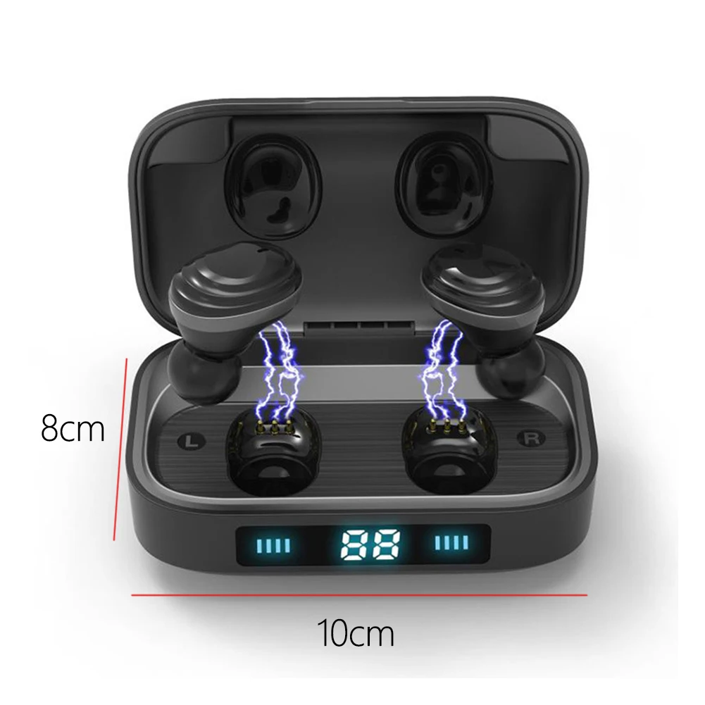 Bluetooth 5.0 Smart Waterproof Touch Control LED Battery Display Stereo Wireless Earbuds Portable With Charging Case Mini Sports