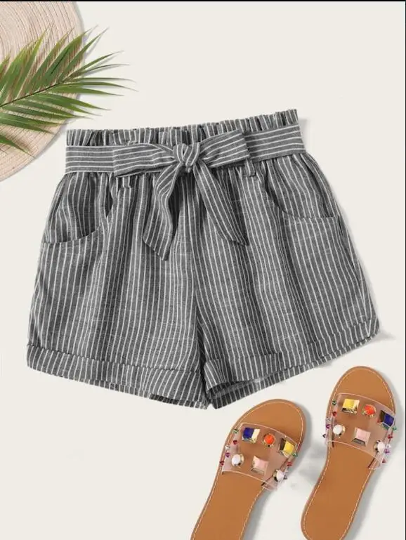 Женские шорты, модное Полосатое облегающее, эластичные шорты Korte Broek Pantalones Cortos Mujer Spodenki Damskie, короткие женские шорты, Szorty-80 - Цвет: gray