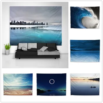 

Blue Sea Natural Tapestry Art Wall Hanging Sofa Table Bed Cover Home Decor Dorm Gift
