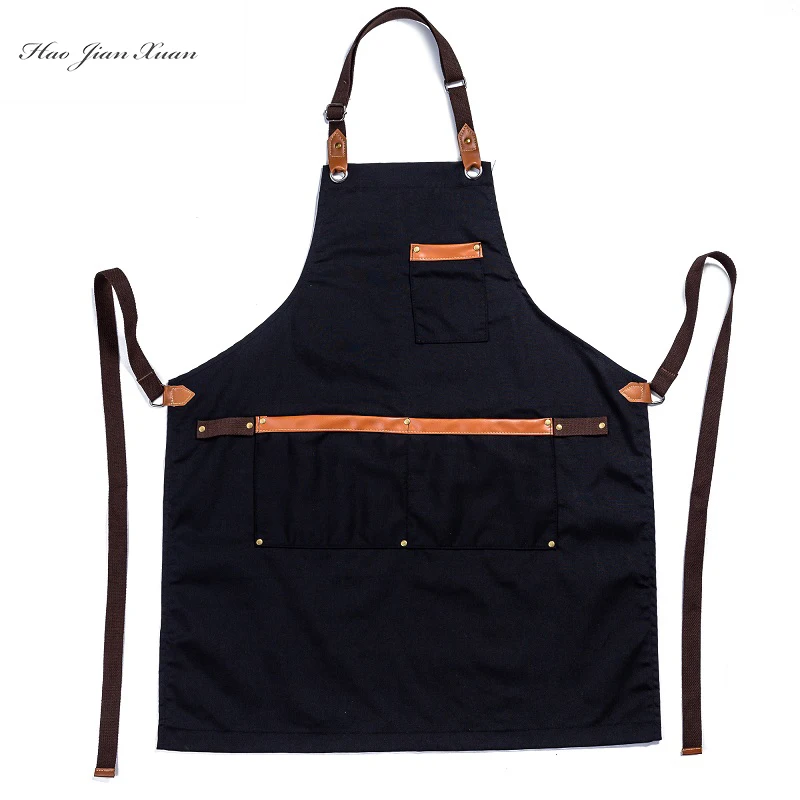 2021 New Fashion Unisex Work Apron For Men Canvas Black Apron Bib  Adjustable Cooking Kitchen Aprons For Woman With Tool Pockets _ -  AliExpress Mobile