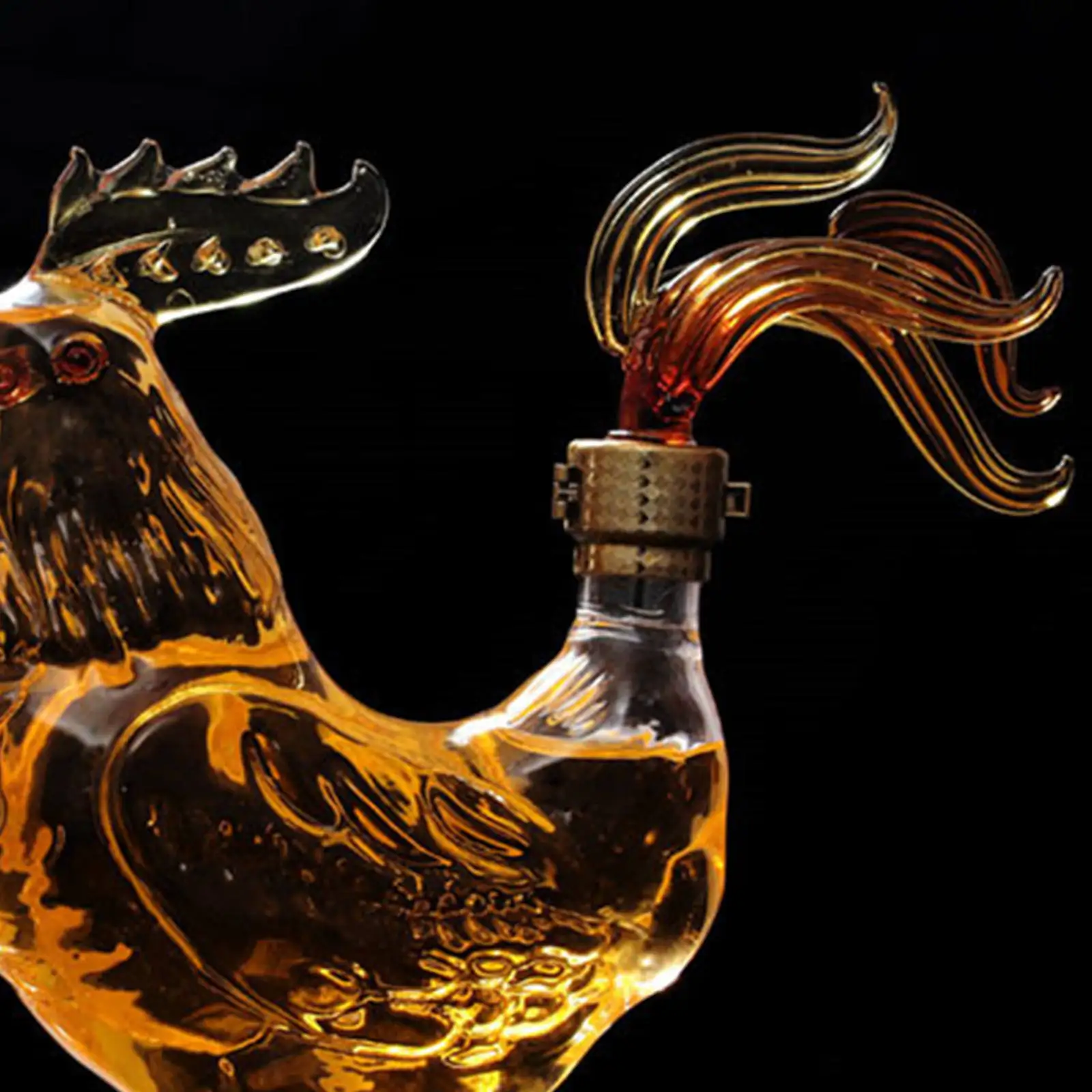 750ml Liquor Decanters Whiskey Carafes Rooster Shape with Stopper Glass Novelty Wine Bottle for Entertaining Drinkware Home Men - 4