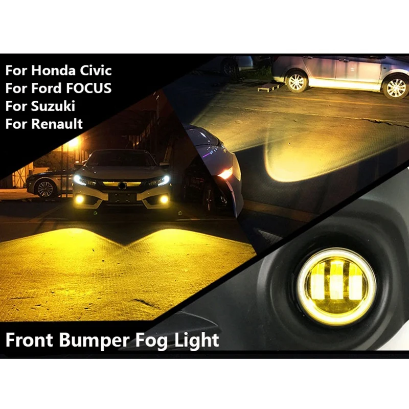 3 in 1 LED Front Bumper Fog Light Angel Eyes DRL