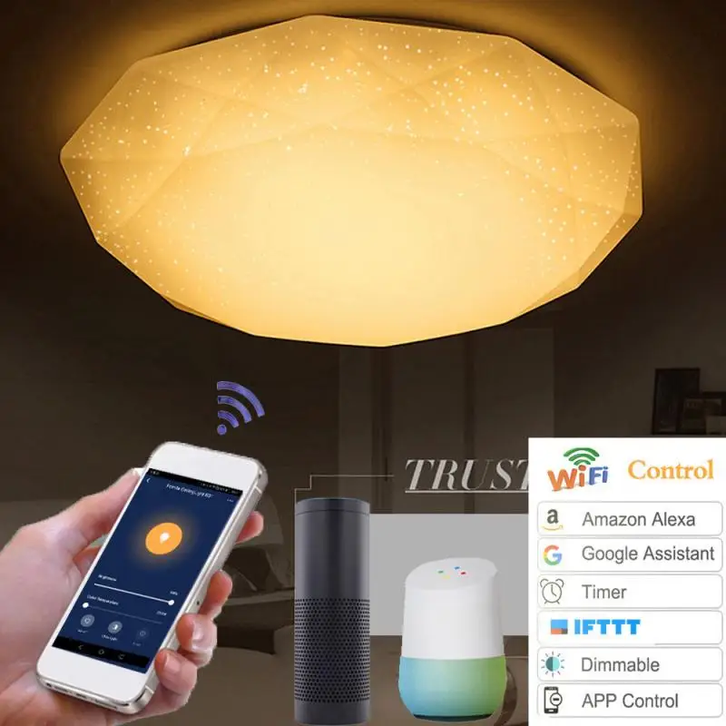 Потолочный светильник для хлеба 48 Вт Wi Fi можно подключить к Amazon Alexa Google Home и Tmall Elf