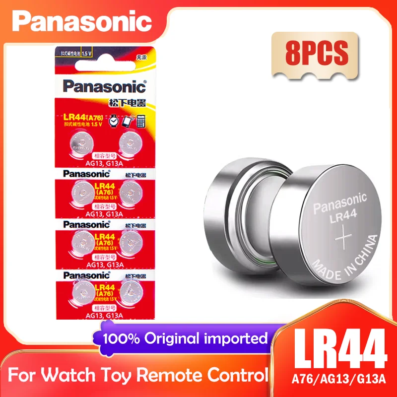 Кнопочная ячейка Panasonic LR44 LR 44 A76 AG13 1 5 V G13A LR1154 SR1154 357A SR44 SR44SW SR44W GP76 батарея для