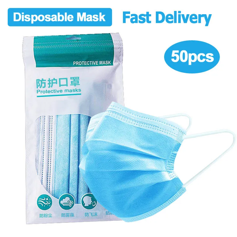 

50/100 PCS Disposable Face Mask Air Filter Mask Safety Proof Protective Face Masks