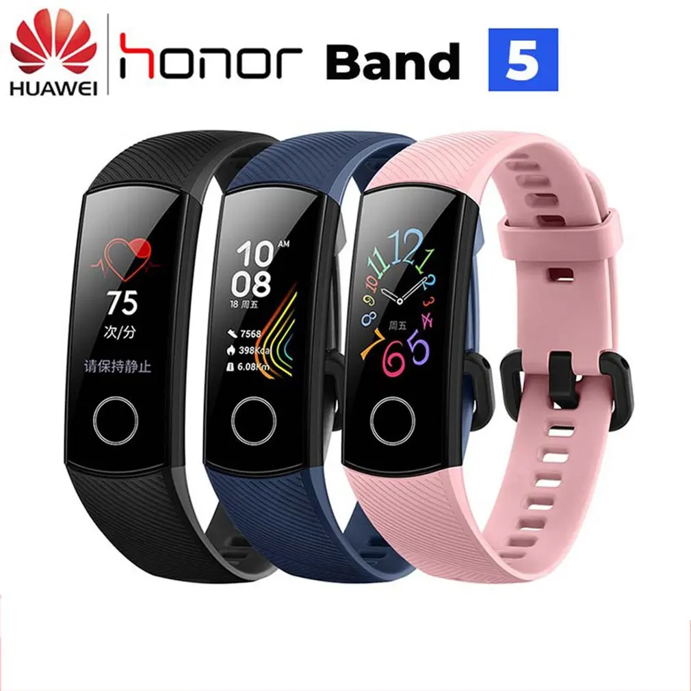 

Huawei Honor Band 5 Smartband AMOLED Huawei Smartwatch Blood Oxygen Heart Rage Fitness Sleep Tracker Swiming Sport Trakcer GPS