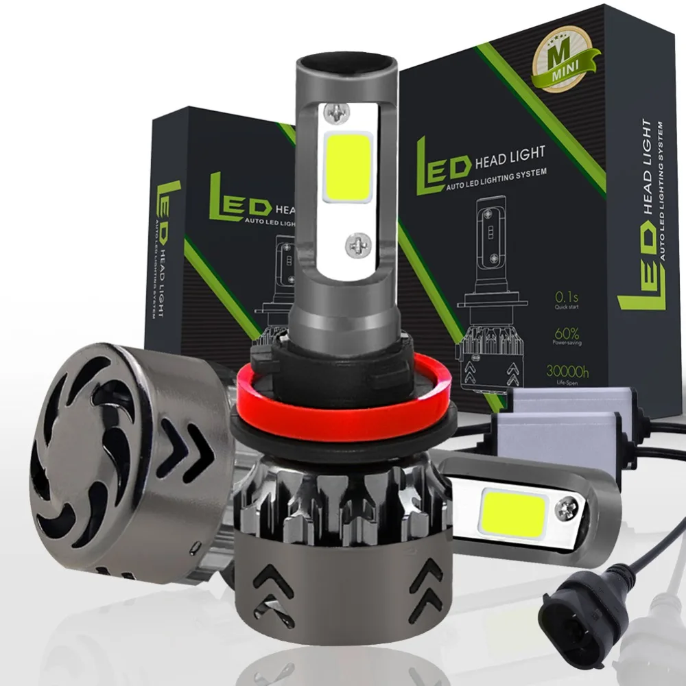 2 шт./компл. Mini6 6000K холодный белый свет COB 60 Вт светодиодный фары H1/H7/H11/9005-HB3/9006-HB4/H4-H/L