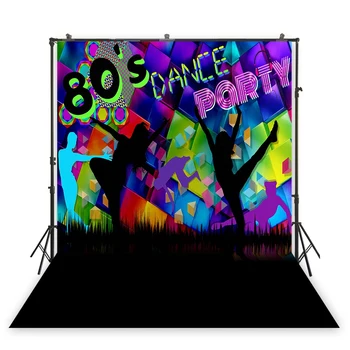 

HUAYI 80s Party Background Vinyl Background for Photography disco theme Backdrop XT-7492-1