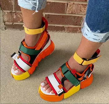 

Casual Sandals Women's Summer Sandale Shoes Large Size Platform Hook And Loop Fashion Ladies Girls High Heel Sandals Woman