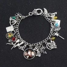 Маленький волшебник harried сплав небольшой кулон браслет Поттер волшебные школы логотип песочные часы ювелирные изделия для мужчин и женщин модные очаровательные браслеты