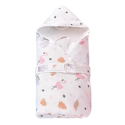 Child Blanket Cotton Windproof Hooded  Anti-Startle Swaddle Rabbit Infant Winter Sleepsack Soft Warm Blankets For Newborn Baby