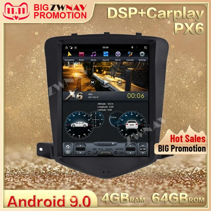 vertical screen tesla style Android 9.0 Car multimedia For Chevrolet CRUZE 2008-2012 Audio Video Radio Stereo GPS Naiv head unit |
