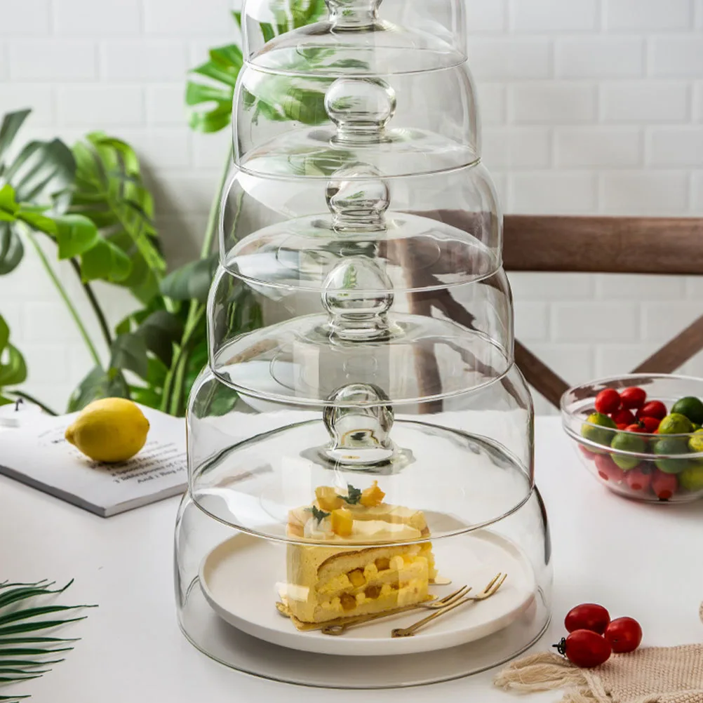 Practical Food Dust Cover Insect-Proof Dish Cover Transparent Food Tent Cake Glass Lid Table Decoration Dessert Dust