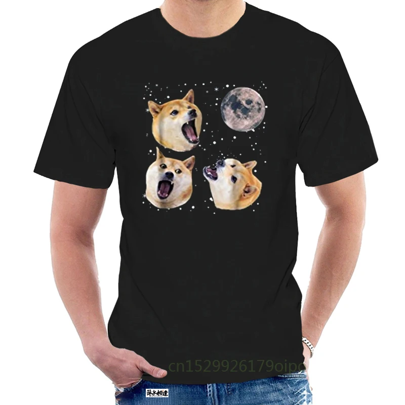 Three Doge Meme Night Howling at the футболка с Луной @ 123229 | Мужская одежда