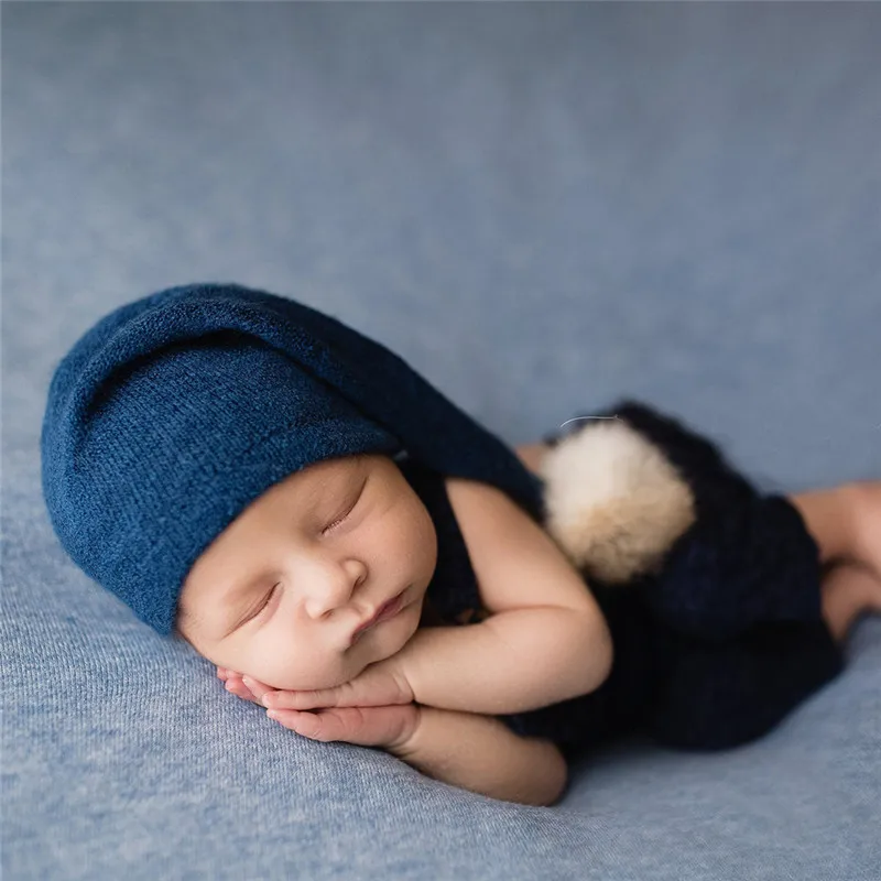 Newborn hat Newborn Photography Props Knit Fur Ball Cap Hat Baby Photo Studio Beanie  Hat 4