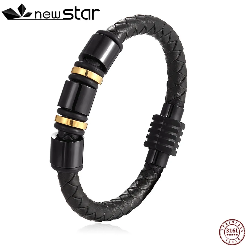 

Leather Personalized Accessories Bracelet Men's Fashion Gift Black Genuine Leather Bracelets DIY Combination Wild Handsome Gift