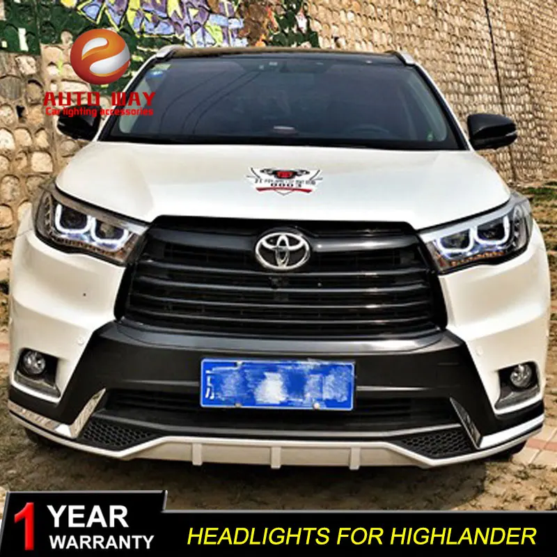 Стайлинг автомобиля передняя фара для Toyota Highlander 2016 светодиодная двойная U