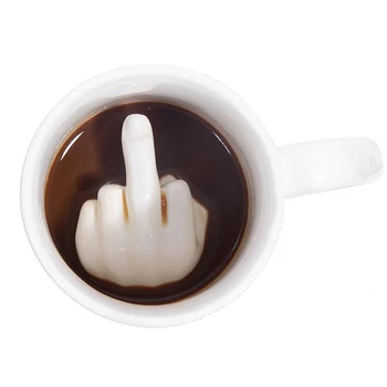 

Creative White Middle Finger Style Cup Novelty Mixing Coffee Milk Cup Funny Ceramic Mug Enough Capacity Water Cup Novelty Gifts