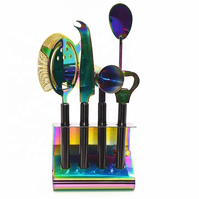 Wholesale Multi-color Stainless Steel 5pcs Cocktail Home Tool Bar set