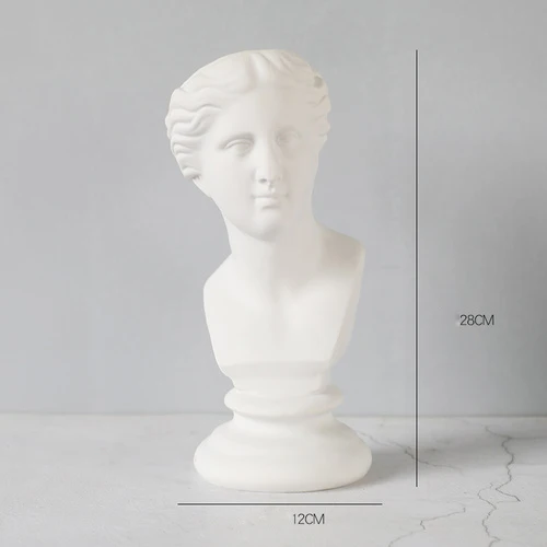 E Ancient Greek White Resin Flowerpot Portrait Decoration Gypsum David Vase Dry Flower Simulation Sculpture Soft Garden Ornament - Цвет: E
