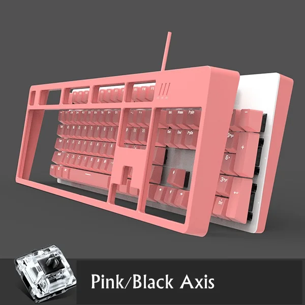Pink Black Axis Ajazz Douyu DKM150 эргономичная USB Проводная Механическая клавиатура с подсветкой съемные панели антипризрачные ключи черный, синий, коричневый, красный ось - Цвет: Pink Black Axis