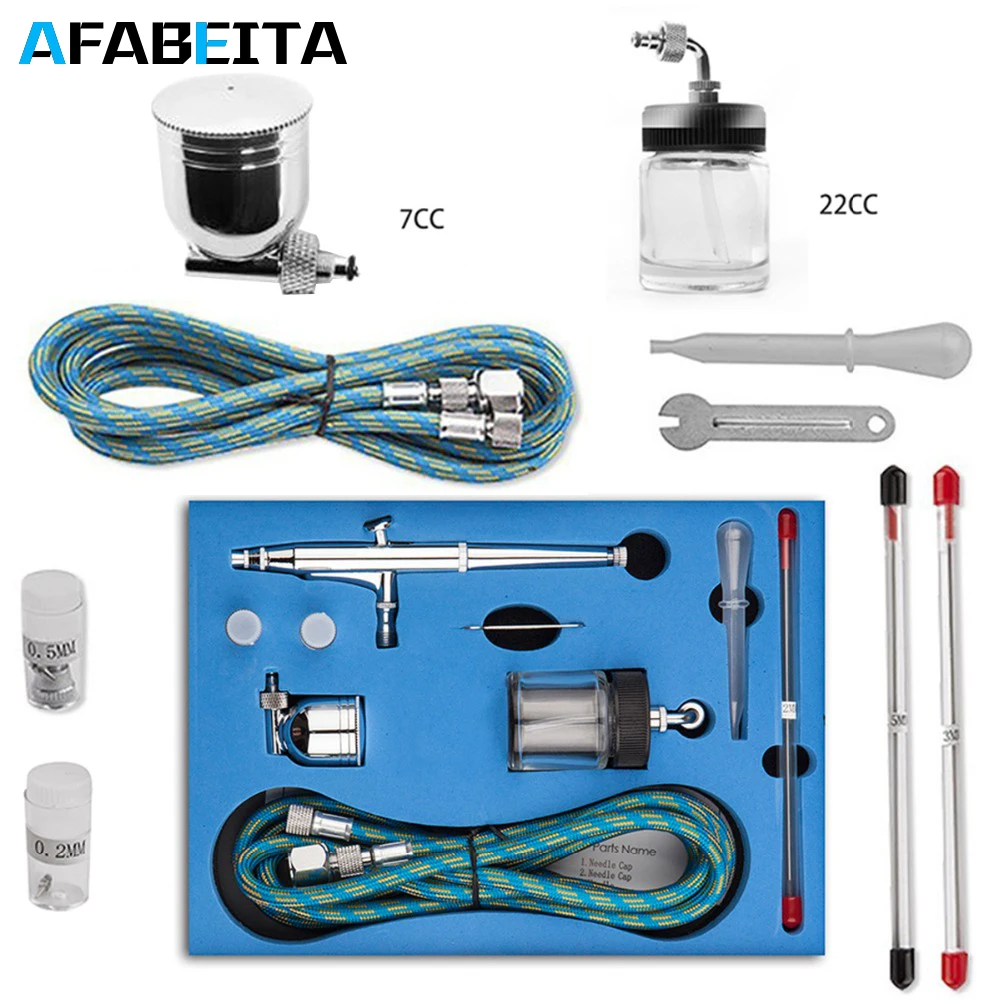 

0.2/0.3/0.5mm Nozzles Airbrush Air Kit 7cc/22cc Cup Spray Gun With Cleaning Set For Craft Cake Paint Art Paint Sprayer