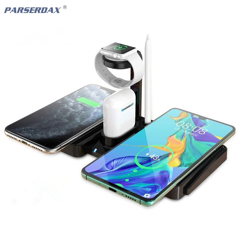 

4 in 1 Wireless Charging Dock For Apple Watch 5 4 3 Airpods 10W Dual Wireless Fast Charger Station Stand For iPhone 11 Pro XS X