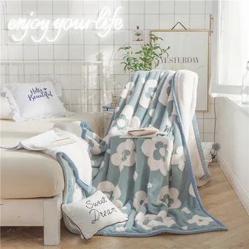 

Portable A Light Coral Fleece Blanket Thicken Soft Warm Household Plush Fleece Blanket Anti-pilling Home Textile Flower Bedsheet