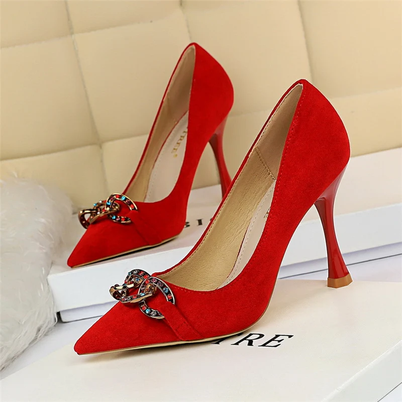 Весенние женские туфли-лодочки Tacones элегантные стразы из замши; Цвет зеленый, желтый, обувь на высоком каблуке Женская обувь с украшением в виде кристаллов обувь для вечеринок Свадебные туфли