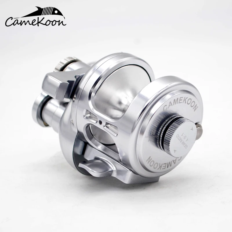 CAMEKOON Casting Offshore Fishing Wheel 30kg Carbon Drag Saltwater Coil  4.9:1 Left Right Handed Aluminum Slow Pitch Jigging Reel