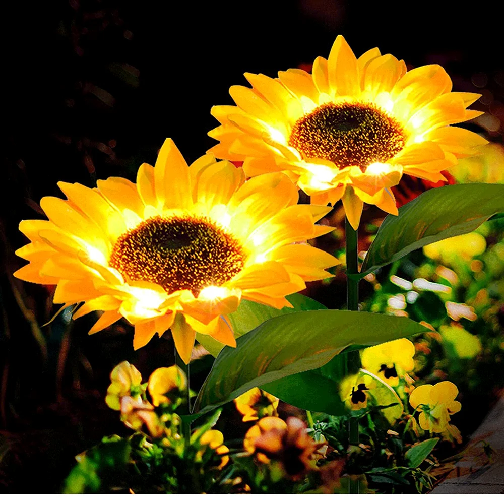 Outdoor Solar Sunflower Garden Decoration Lights Waterproof LED Solar Powered Yard Pathway Decorative Lights Lawn Landscape Lamp solar wall lights