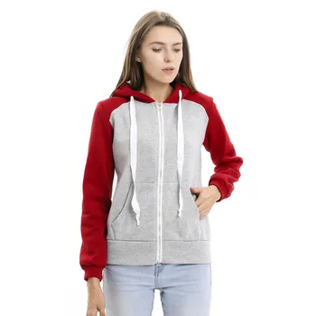 

2020 Hot Sale Autumn Winter Fashion Long Sleeve Zipper Hoodies Casual Loose Sweatshirt Women Patchwork Hoodie Sweatshirts