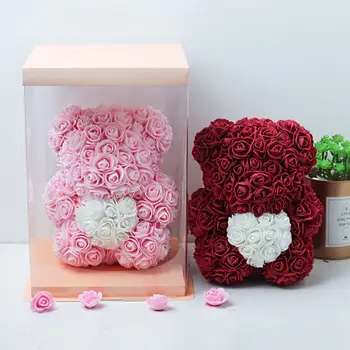 

PE Rose Bear Artificial Rose Valentines Romantic Gift BoxDecorations Cute Cartoon Girlfriend Kid Gift Mother's Day Gift