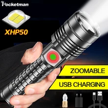 POCKETMAN 60000LM XHP50 Led Flashlight Powerful 18650 Flashlight USB Rechargeable Torch Lanterna T6 Led Hunting Lamp Hand Light