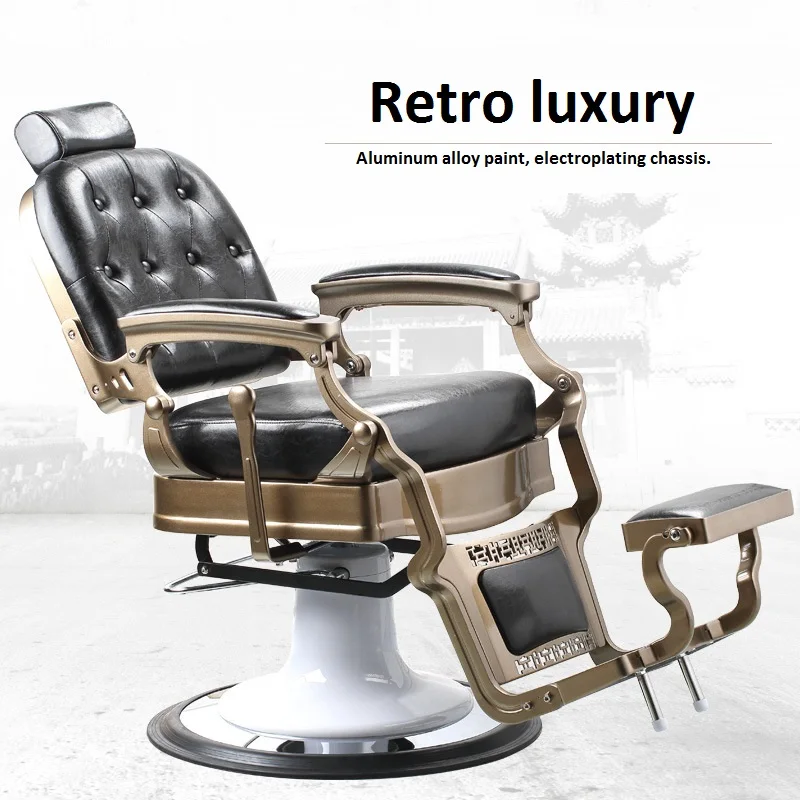 High-End Men's Retro Barber Chair Luxury Barber Shop Aluminum Alloy Frame Chair For Barber Shop Hair Salon