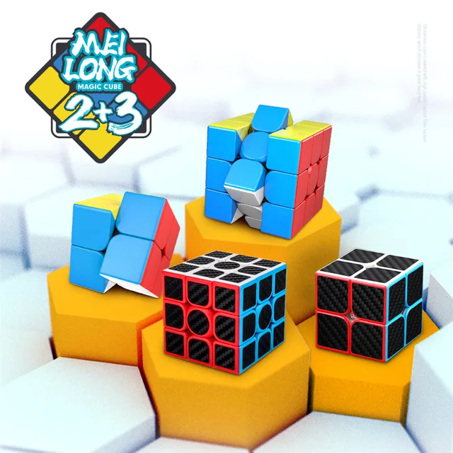 Meilong 2+3 Cubes Set Moyu 2x2 3x3 Cubes Set 2x2x2 3x3x3 MoYu Cube Gift Cube Set Magic Puzzle Cube 2in1 Set 2