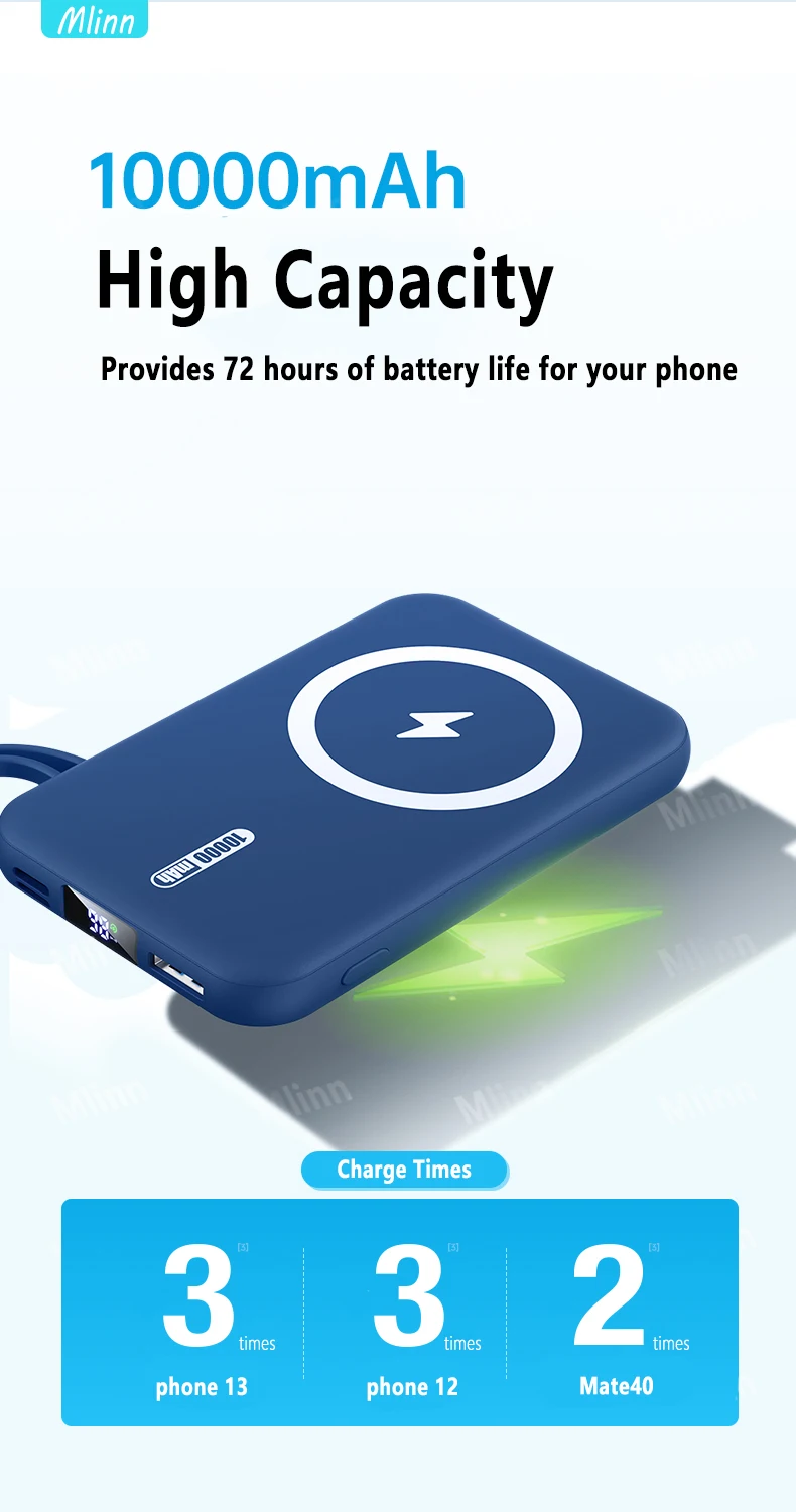 10000mAh 20W Fast Charger Magnetic Wireless Power Bank Mobile Phone For iPhone12 13 Pro Max powerbank External auxiliary battery