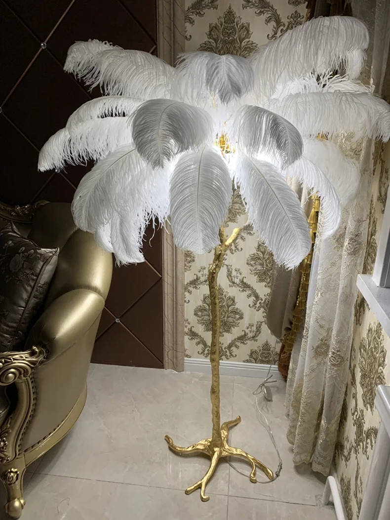 Скандинавские страусиные перья, светодиодный напольный светильник для гостиной, спальни, современное внутреннее освещение, Декоративный Напольный Светильник, стоячий светильник