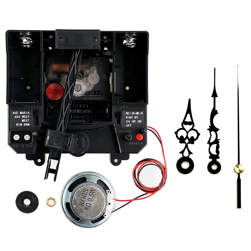 

12888 Silent Sweep Movement With Music Chime Box Quartz Mechanism 9629# Black Hands Pendulum Drive Units DIY Clock Accessory