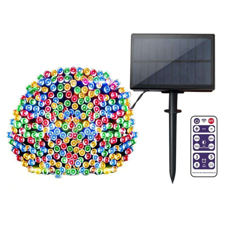US $16.33 10M 20M 30M 50M Solar Led String Lights With Timer Remote Control Waterproof 8 Modes Holiday Christmas Party Decoration Garland