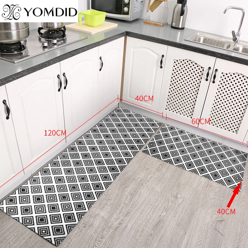 

Geometric Anti-slip Doormat Kitchen PVC Doormat For Home Living Room Bathroom Toilet Porch Washable Water Absorption Door Mat