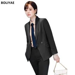 Boliye Topping Work Pant Suits 2 Piece Set for Women Business Interview Suit Jacket Uniform Blazer Office Lady Suit Formal OL Boliye Topping Work Pant Suits 2 Piece Set for Women Business Interview Suit Jacket Uniform Blazer Office Lady Suit Formal OL